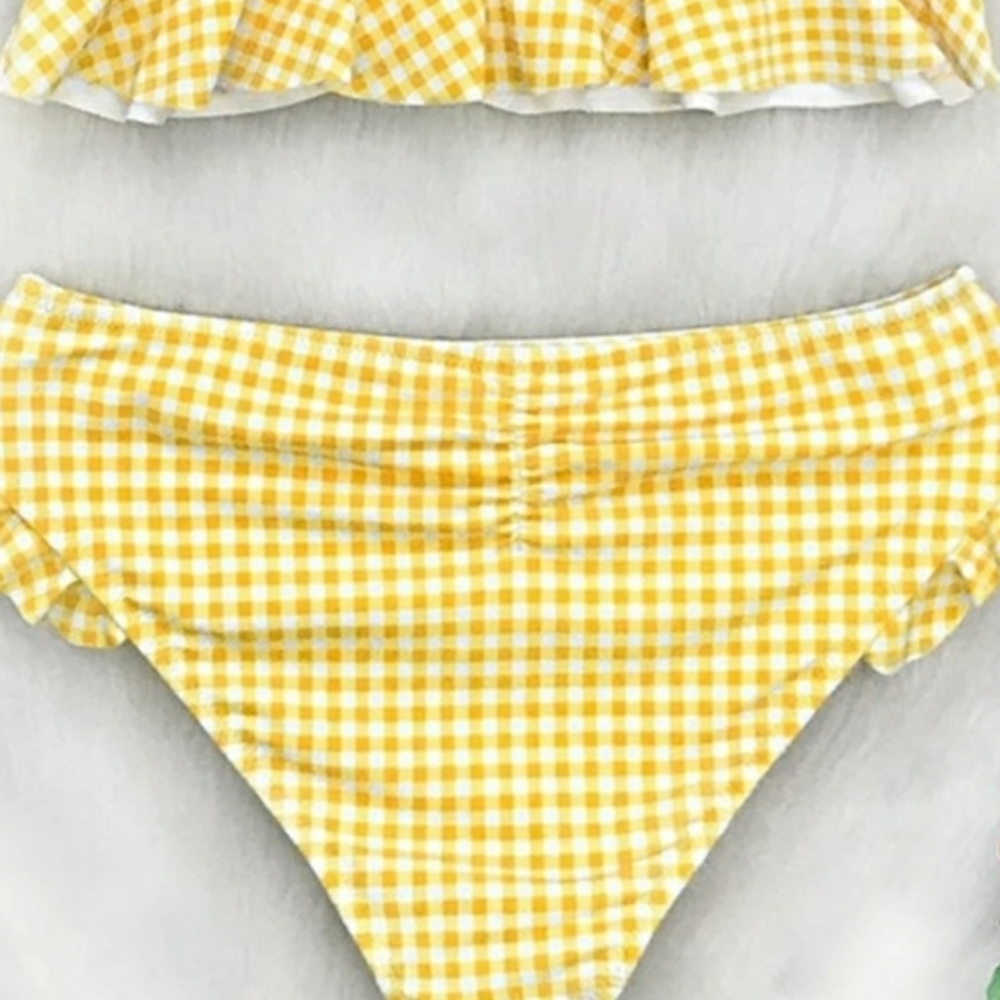 Yellow and White Gingham Bikini - Picture 14 of 16
